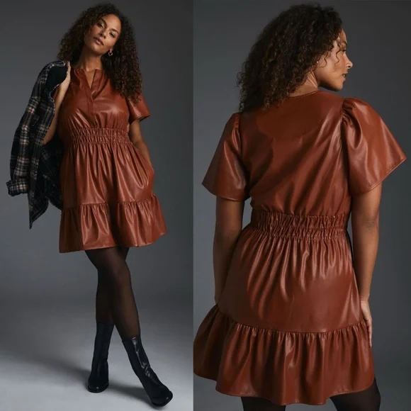 Anthropologie The Somerset Mini Dress Faux
Leather Edition - Picture 1 of 7
